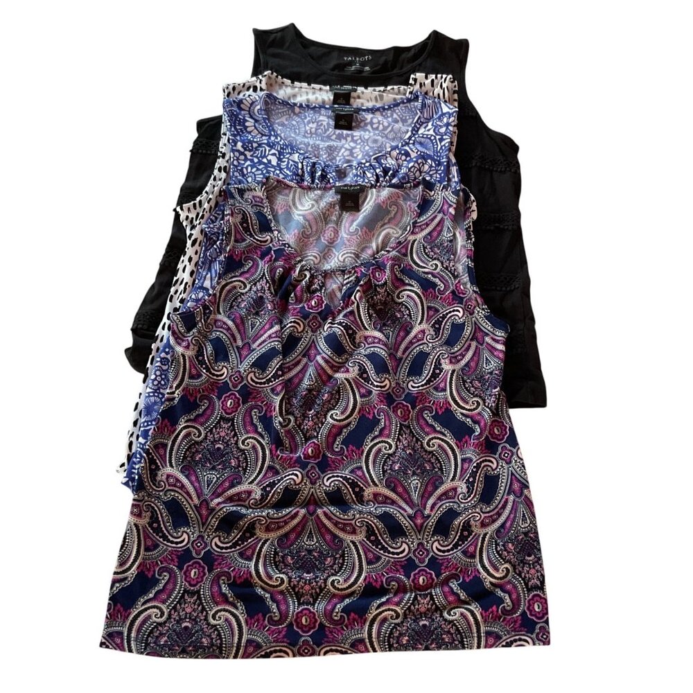 Ann Taylor & Talbots Womens Medium Sleeveless Tops 4 pc Bundle Multicolored Cott